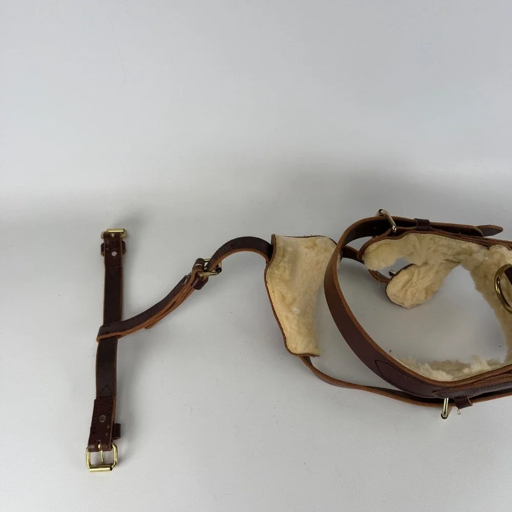 Leather Service Dog Hard Handle Mobility Harness SHERPA Brass DRing